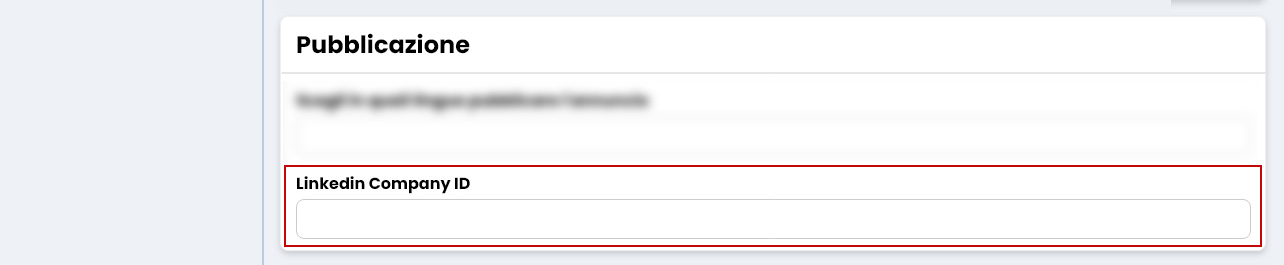 Performa Recruit Impostazioni inserimento linkedin company id