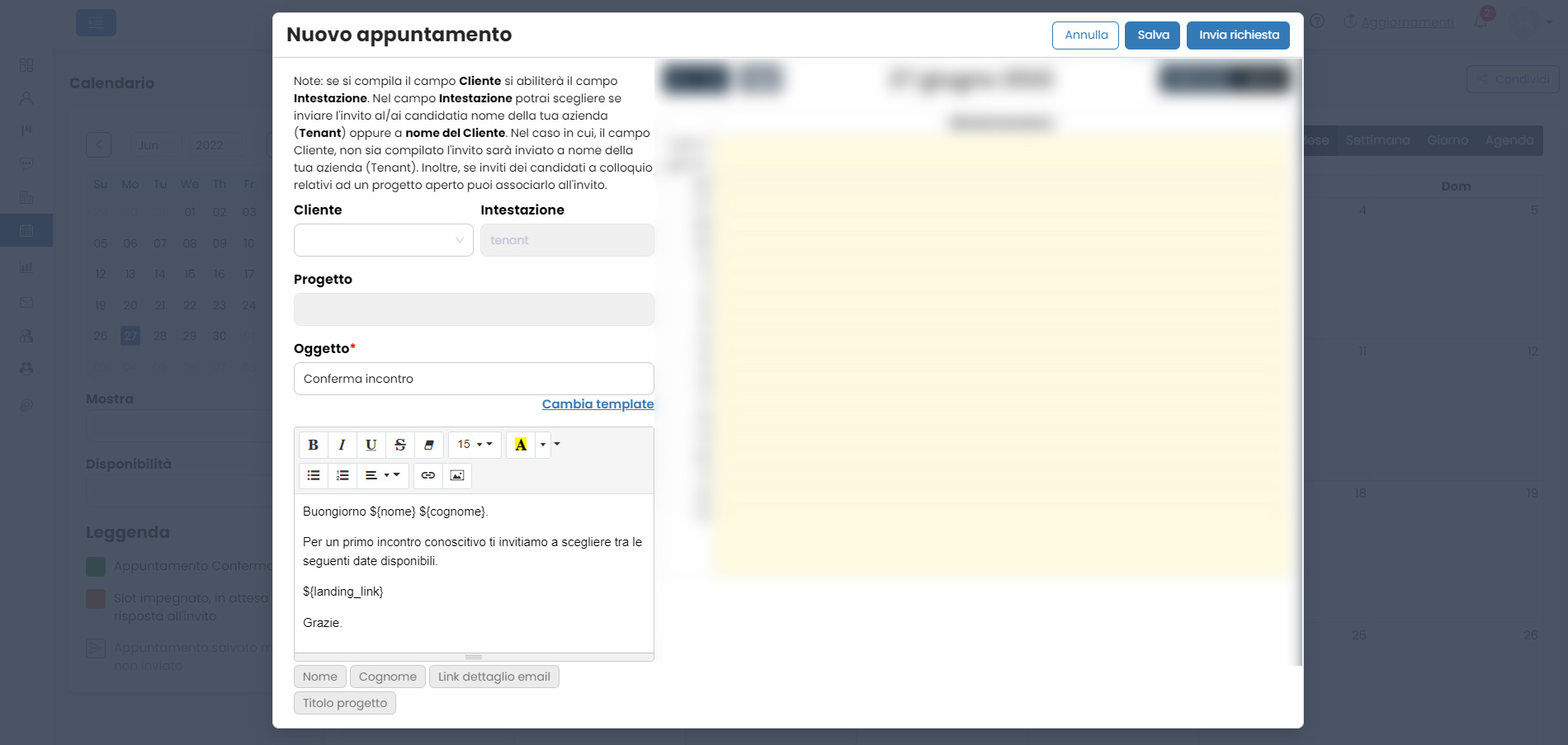 Performa Recruit nuovo appuntamento