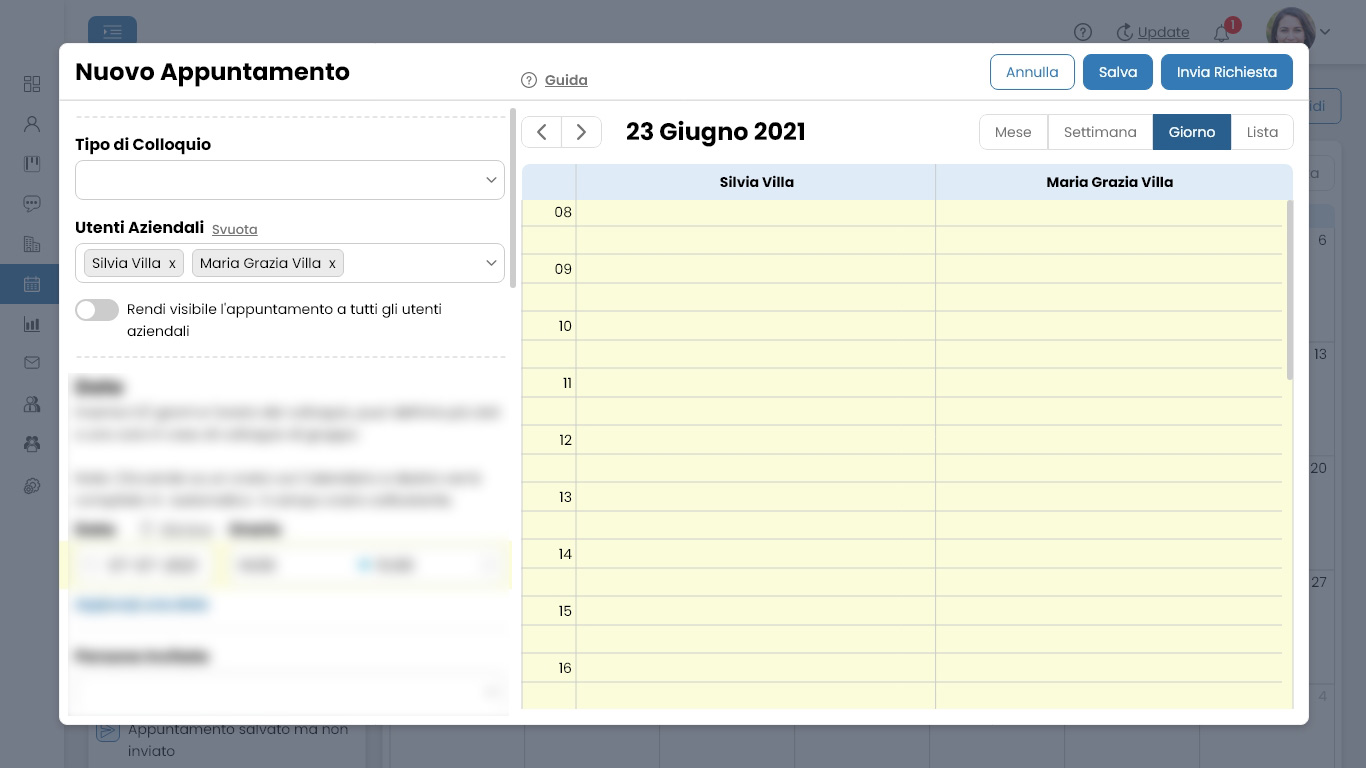 Performa Recruit creazione appuntamento