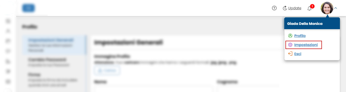 Performa Recruit come accedere alle Impostazioni