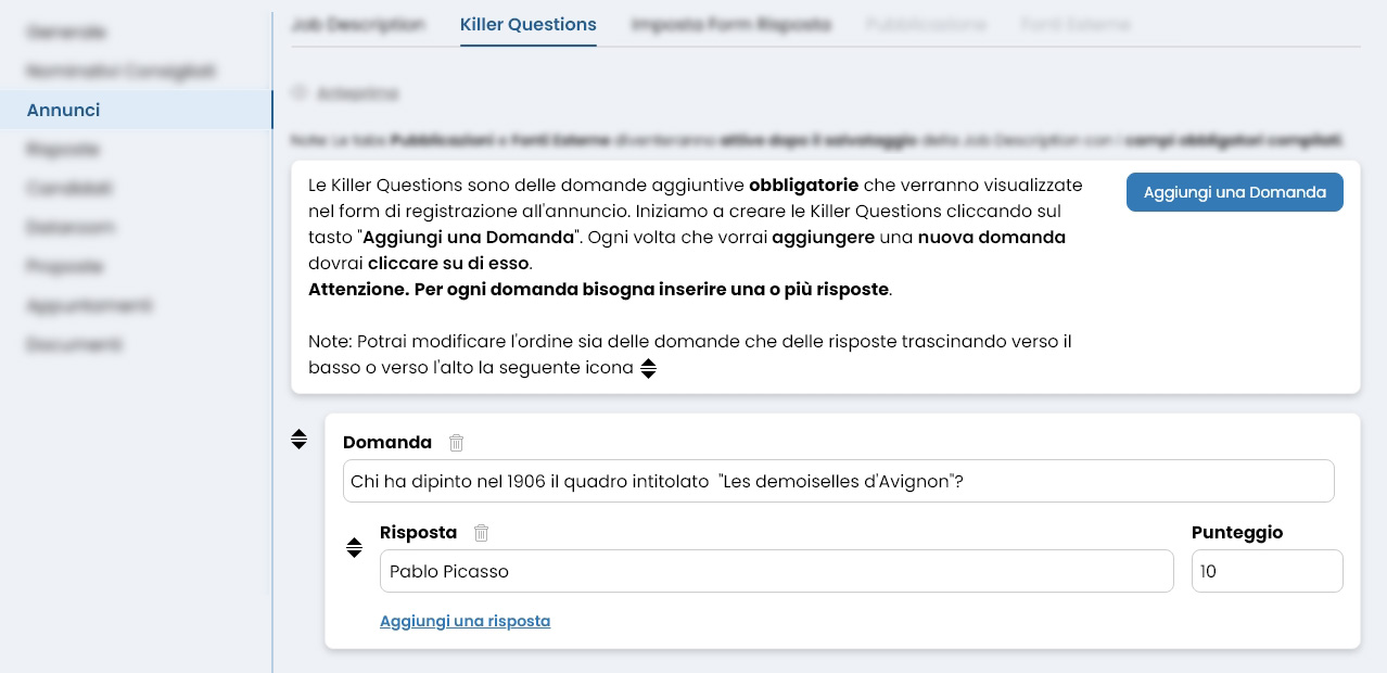 Performa Recruit Progettii killer questions