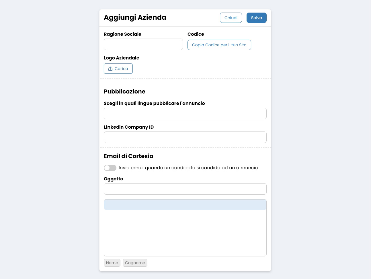 Performa Recruit modulo multi-azienda