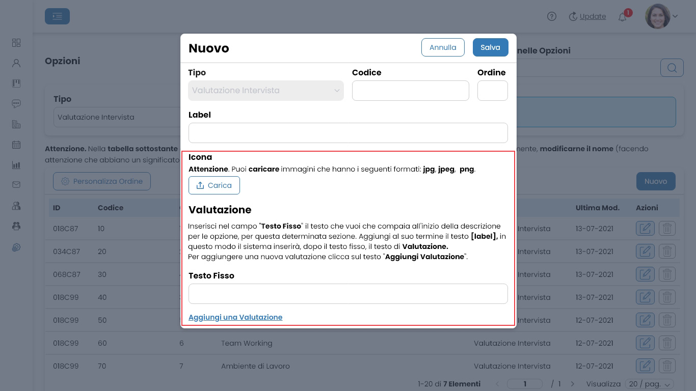 Performa Recruit Opzioni valutazione intervista