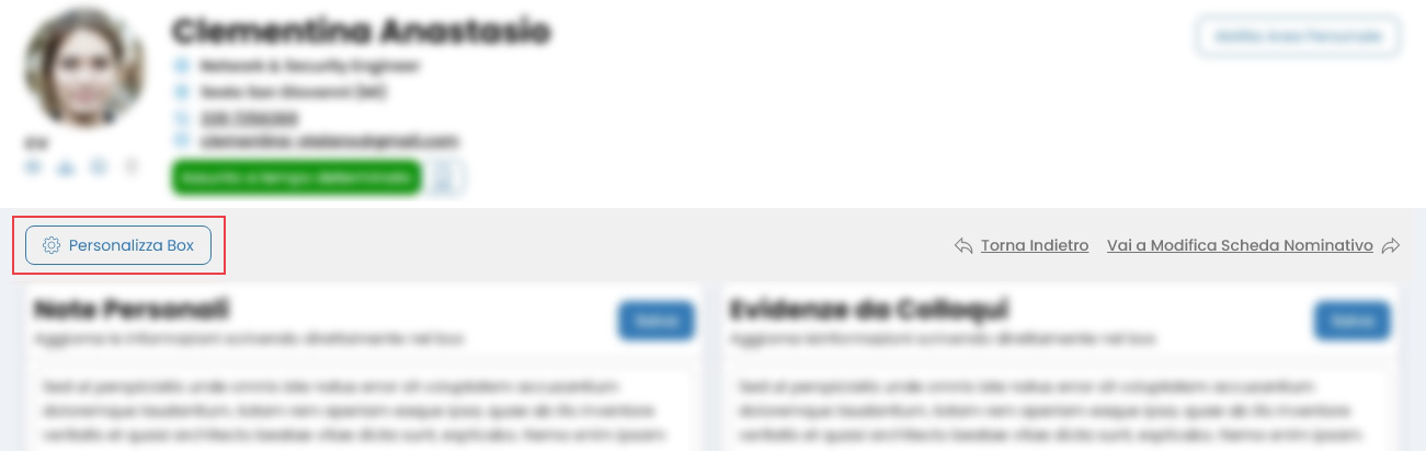 Performa Recruit Scheda Candidato personalizzazioni