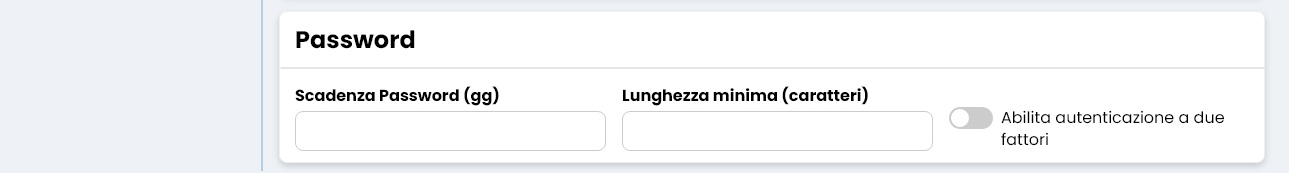 Performa Recruit Impostazioni password
